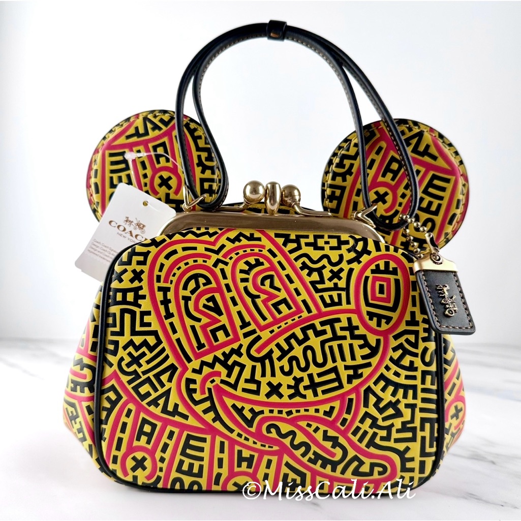 Nwt Coach X Disney Mickey Mouse Keith Haring Kisslock Bag